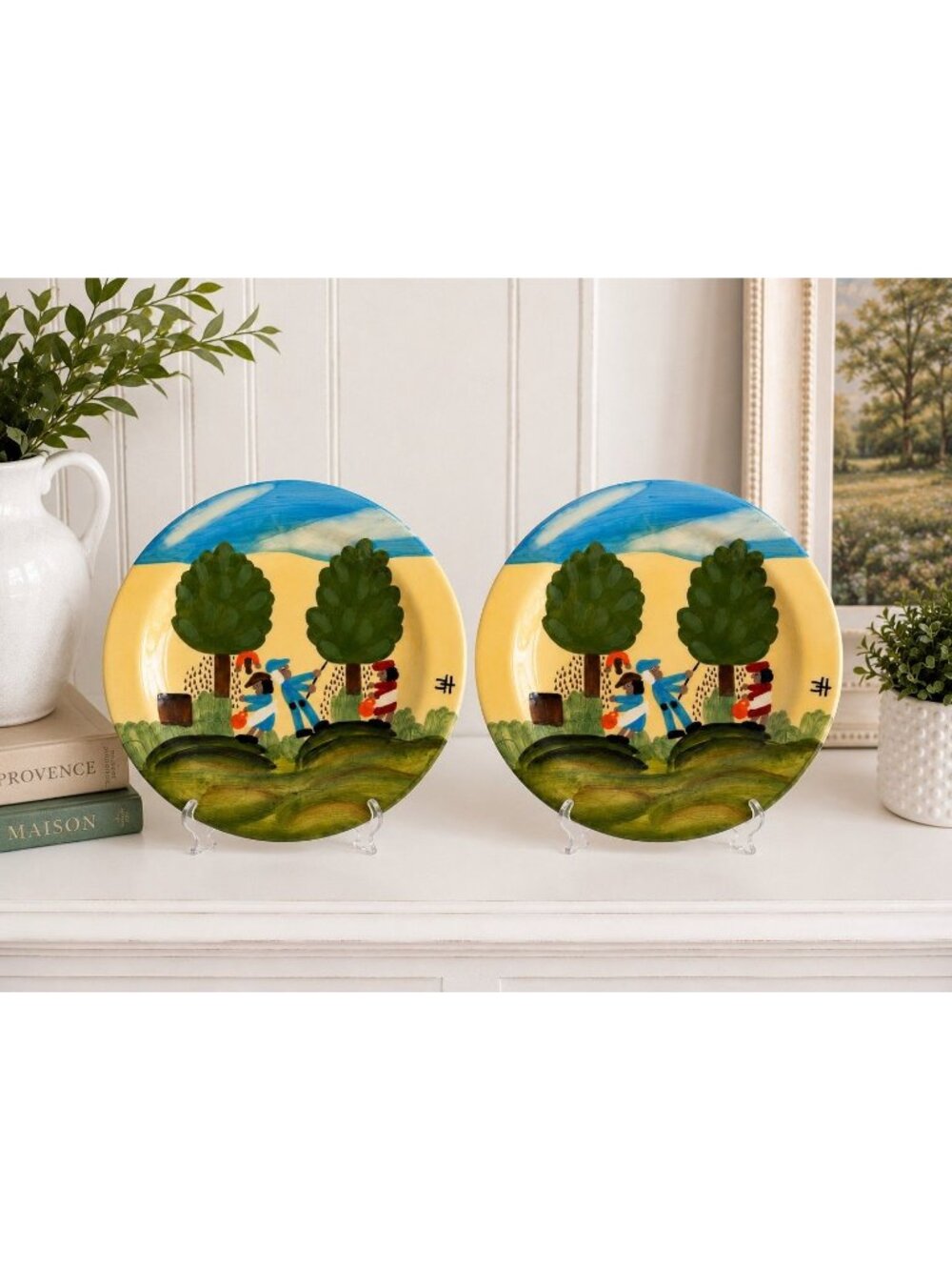 The Clementine Hunter Collection Plates Ceramic Multicolor Hand Made 2015